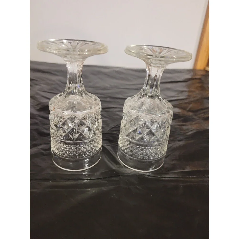 Two Anchor Hocking Wexford Diamond Glass 4.5